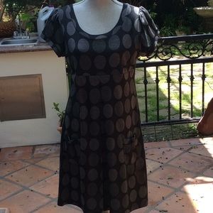 Black and grey polka dot dress